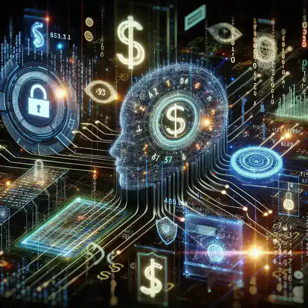 "Gráfico ilustrativo mostrando cómo la inteligencia artificial detecta fraudes financieros en bancos, destacando algoritmos y tecnologías innovadoras utilizadas en la seguridad bancaria."