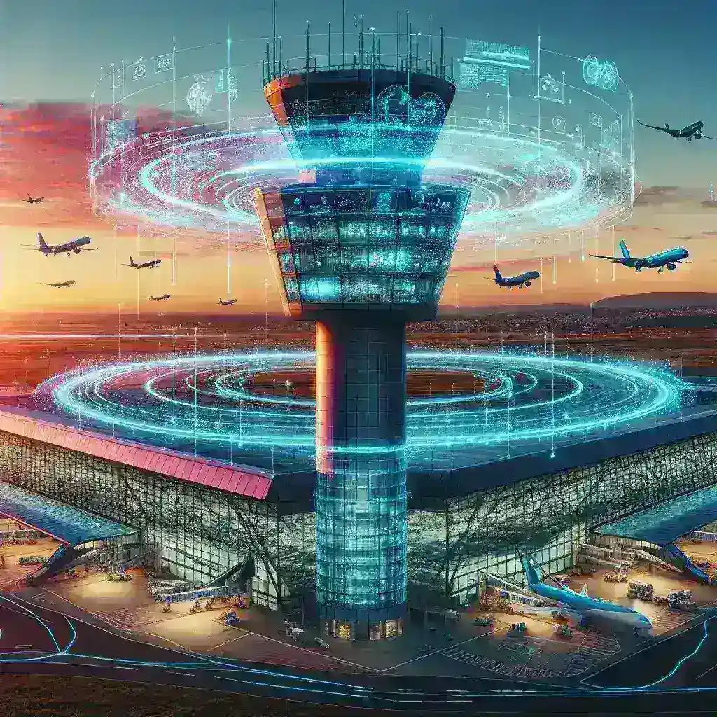 "Torres de control virtuales con inteligencia artificial en el aeropuerto de Barajas, mejorando la gestión del tráfico aéreo."